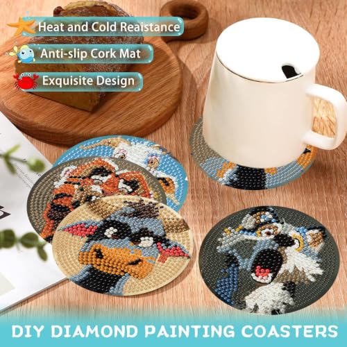 Ekuxom 8 PCS Diamond Art Coasters Kits-Animals Diamond Painting Coasters - color: Animals