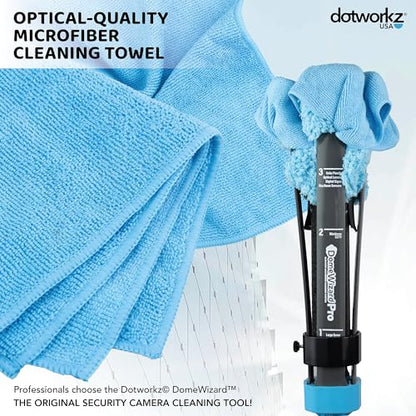 DomeWizard™ Compact 13' Security Camera Cleaning Kit with Pole – Streak-Free Lens Cleaner for Dome, PTZ, Mini Dome & Bullet Cameras – Reusable Microfiber Mitt + 8oz Cleaning Solution - size: 13' Cleaning Kit