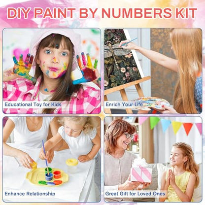 ICYANART 4 Pack Beach Paint by Numbers for Adults with Framed and Easel - color: Beach