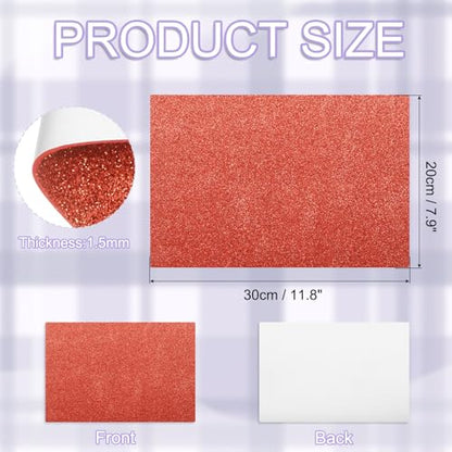 uxcell Foam Sheets 5Pcs 8x12Inch EVA Self-Adhesive Sparkle Red Glitters - color: Red