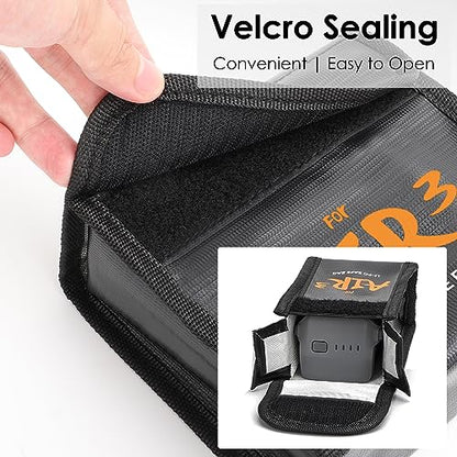 CAPART Battery Safe Bag for DJI Air 3 Drone, Storage Bag Fireproof Safety Charging Bag (Small Size 3pcs)