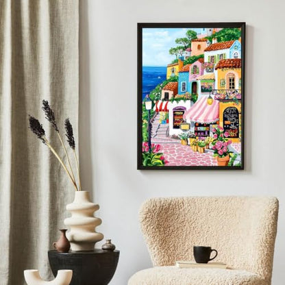 ZeeLionArt 5D DIY Diamond Art Kit, Seaside Building, 12x16 Inch - color: DP04658