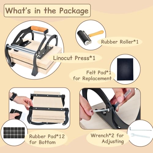 TOPOWN Linocut Printing Hand Lever Press Machine, Linocut Press Machine - color: Black