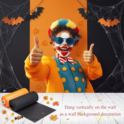 Moukeren Circus Carnival Table Cover Backdrop, Orange，Black, 2 Roll - color: Orange，black