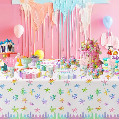 Xigejob Slime Birthday Party Tablecloth Decorations for Kids, Pink, 3 Pack