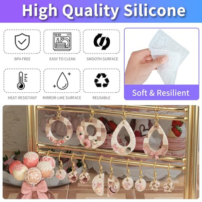 328 Pcs Jewelry Epoxy Resin Silicone Molds Kit with Holes for DIY Earring - color: 328pcs Jewelry Molds