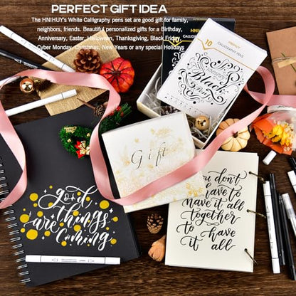 Dual Tip Black Acrylic Calligraphy Pens, Hand Lettering Pen - color: Black
