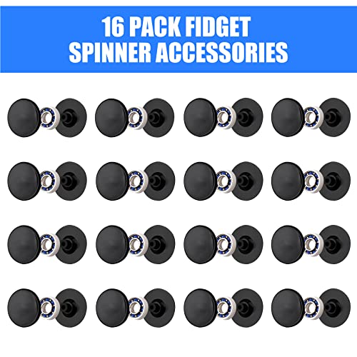 NiArt Fidget Spinner Bearings with Caps 16 Pack, Chrome Steel DIY Set - size: ONLY 16 BLACK Cap Bearings