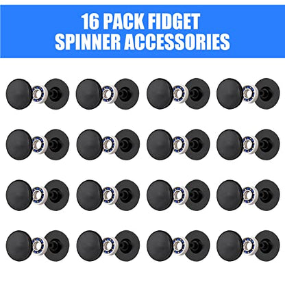 NiArt Fidget Spinner Bearings with Caps 16 Pack, Chrome Steel DIY Set - size: ONLY 16 BLACK Cap Bearings