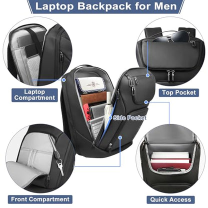 hk Business Smart Backpack for Men Anti-Theft for 17.3 Inch Laptop - color: Black