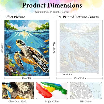 Sea Turtle Paint by Numbers Kit for Adults Without Frame 16x20 IN - color: OP-US16