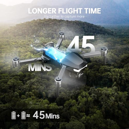 GPS Drones with Camera for Adults 4K, Under 249g, 45 Mins Flight, Brushless Motor, Light, Auto Follow, Tap Fly & Circle Fly, One Key Start, Foldable Drone for Adults Beginners