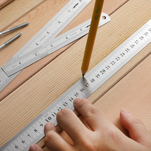 Mr. Pen- Metal Straight Edge Ruler, 3 pcs, 6", 8", 12" - color: Silver, size: 6, 8, 12 inch