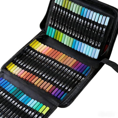 168 Colors Dual Brush Art Pens with Coloring Pages