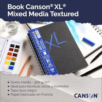 CANSON XL Textured Mixed Media 300gsm A5 Paper Pad 34 Sheets - style: A5 300GSM 34 SHEETS