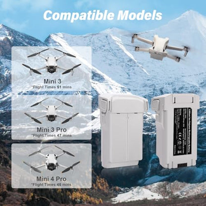 Mini 3/4 Series Intelligent Flight Battery 2Pack 3850mAh 7.38V Replacement Battery Compatible with DJI Minin 3/3 Pro/ 4 Pro Up to 47 Mins Flight Time - style: 2PACK