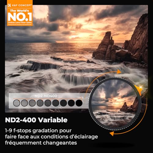K&F CONCEPT 72mm Side Lever Variable ND Lens Filter ND2-400 (1-9 Stops) - size: 72mm