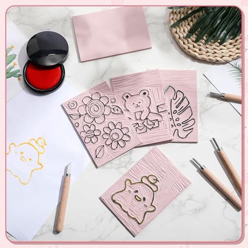Frienda 30 Pcs 4" x 6" Rubber Linoleum Block for Printmaking, Pink - color: Pink