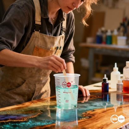 20oz Resin Mixing Cups - [Easy-Separate Design] 50 Pack Graduated PP Plastic Mixing Cups for Epoxy Resin, Paint & Automotive - Includes 50 Stir Sticks, Calibrated Ratios 2:1 3:1 4:1, ML & OZ - color: 20OZ-50PACK-CLEAR