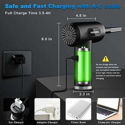 FRESMOL Compressed Air Duster, Rechargeable Cordless Electric Air Blower