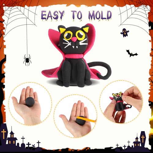 Capoda 18 Set Halloween DIY Craft Kit Halloween Air Dry Clay Kit - style: Halloween