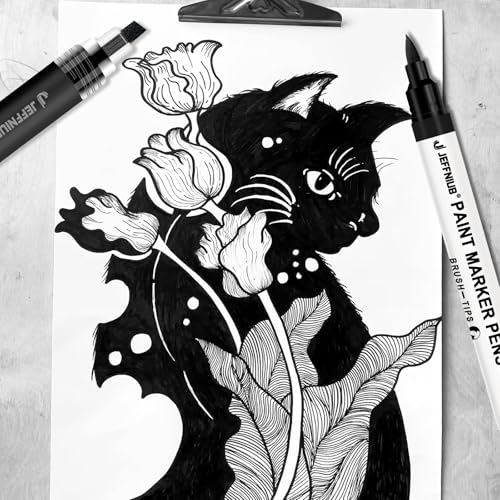 5 Black Paint Pens, Black Acrylic Paint Markers for Drawing - color: Black