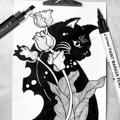 5 Black Paint Pens, Black Acrylic Paint Markers for Drawing - color: Black