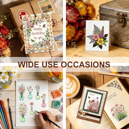 6Pcs Wildflower Clear Stamps for Card Making, 20 Ink Pad - style: 29Pcs Wildflower Clear Stamps