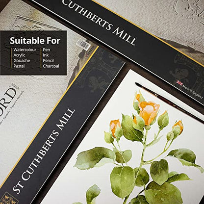 St Cuthberts Saunders Waterford CP Block White 300gsm 360 x 260mm 20 Sheets - size: ['254 x 356 mm']