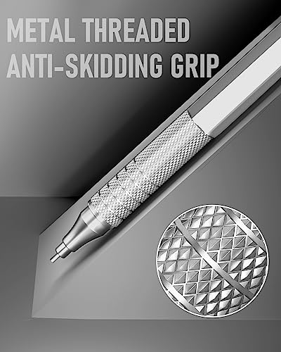 Four Candies Metal Mechanical Pencil Set with Case, 0.9mm, 3-Pack, Silver - color: Silver, style: 0.9 MM