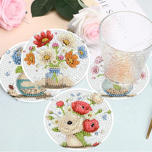 8 Pcs Flower Diamond Art Coasters Kit for Adults 4X4 Inch - color: Flower-2