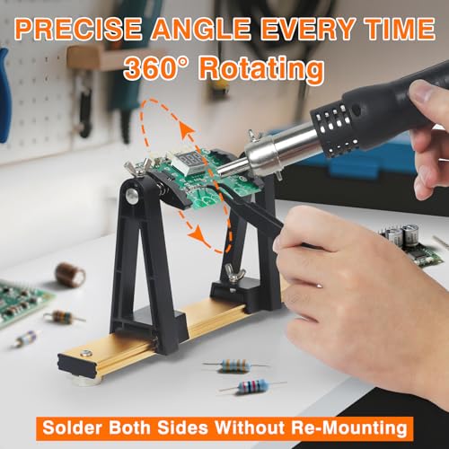 Circuit Board Holder Helping Hands for Soldering and Repair, Adjustable 360° Rotation, Strong Magnetic, Potable, Space-Saving and Aluminum Base, Durable for Electronics PCB