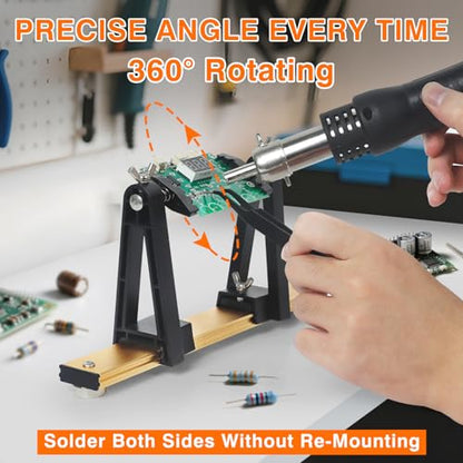 Circuit Board Holder Helping Hands for Soldering and Repair, Adjustable 360° Rotation, Strong Magnetic, Potable, Space-Saving and Aluminum Base, Durable for Electronics PCB