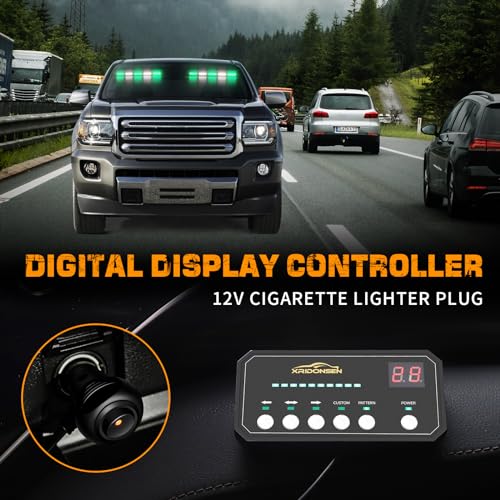 XRIDONSEN 2x 17 inch Windshield Light Bar 40 LED Dash Strobe lights - color: Green/White