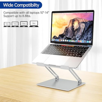 BESIGN LS10 Laptop Stand for Desk, Ergonomic Adjustable Notebook Tablet Stand, Foldable Laptop Riser, Portable Desktop Book Stands, Computer Holder Compatible with 10-14" Laptops, Silver - color: B-Classic Silver
