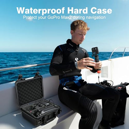 Lekufee Waterproof Hard Case for GoPro MAX 2, GoPro MAX, Action Camera, Battery, GoPro Dual Battery Charger, More Accessories(Case Only)-Black