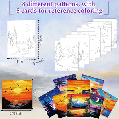 Cholemy 36 Pcs Paint and Sip Kit Gift for Adult 8''x10'' - style: Sunset