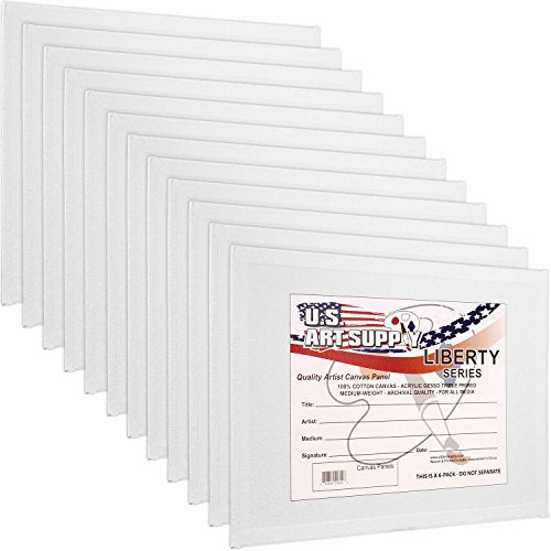 U.S. Art Supply 9 X 12 Inch Art Canvas Board Panels 12 Pack - 8 Ounce - size: 9" x 12"