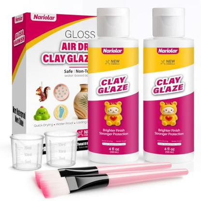 Nariolar Air Dry Clay Glaze - 4fl oz/120ml*2 Clay Varnish Gloss - size: 4 oz*2-gloss