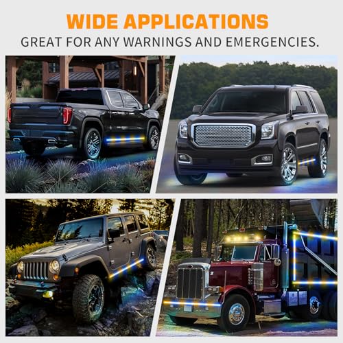 XRIDONSEN 70 inch Running Board Strobe Lights Amber Blue Emergency Lights - color: Amber/Blue