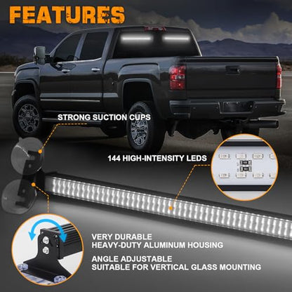 XRIDONSEN 2X 17.7 inch White Windshield Light Bar 144 LED Strobe Lights - color: White