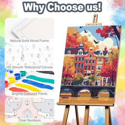 Kalonyth City Framed Paint by Numbers Kit for Adults Beginner 8x12 inch - color: Frame-OP-US01