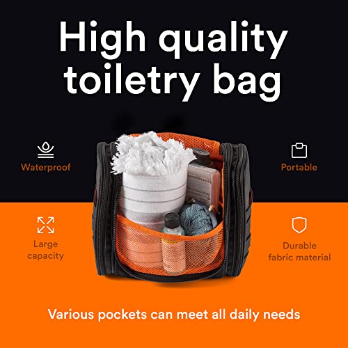 Fitdom Tactical Toiletry Bag for Men, Travel Dopp Kit with Hanging Hook - color: Jet Black
