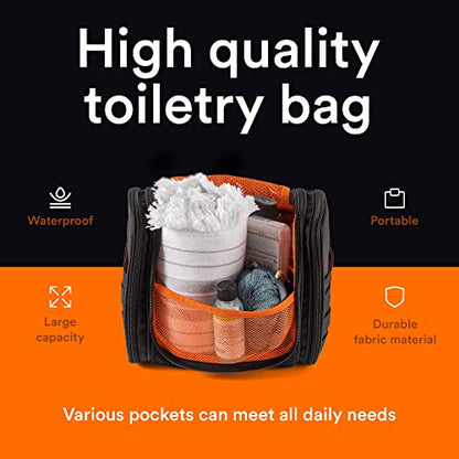 Fitdom Tactical Toiletry Bag for Men, Travel Dopp Kit with Hanging Hook - color: Jet Black