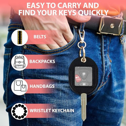 Leather Remote Key Fob Sleeve for Broken Car Key Loop Replacement - color: Black 02, Extra Large