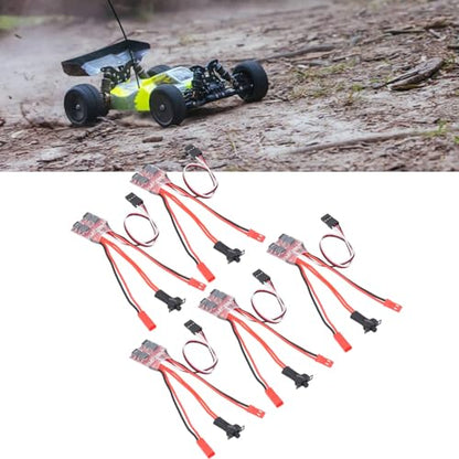 30A Brushed ESC Motor,5Pcs JST Interface Micro 30A Brushed Electronic Speed Controller with Brake Dual Way for 130 180 260 Motor 1/16 1/24 1/18 Car Model