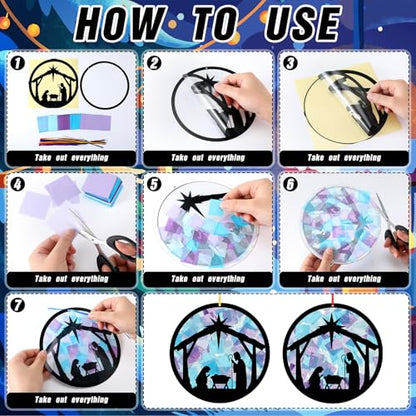 Eersida 32 Pcs Christmas a Suncatcher Craft Kit Stained Glass DIY - style: Christmas A