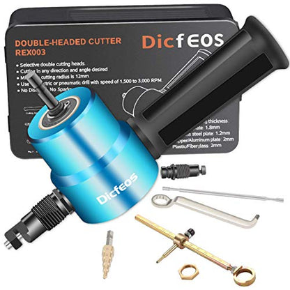 Dicfeos Double Head Metal Sheet Nibbler Cutter w/Circle Cutting Tool, Blue