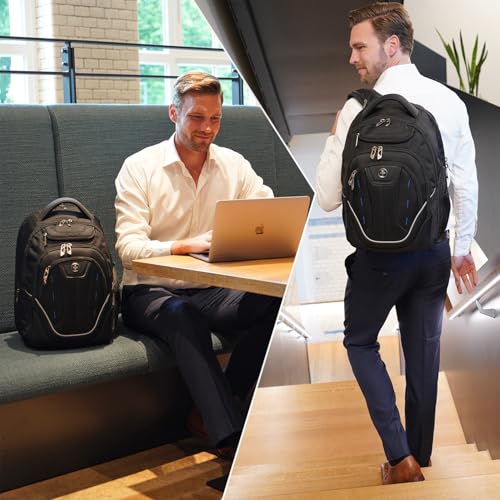 Swissdigital Design Large Travel Backpack For Men， TSA Business Laptop Backpack With Finder color random| J16BTBT013-01 - color: Black/Finder Keychain