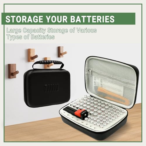 Battery Organizer Storage Case with Tester,88 Slot for AAA AA Button Cells - color: 88-Slots (Black)